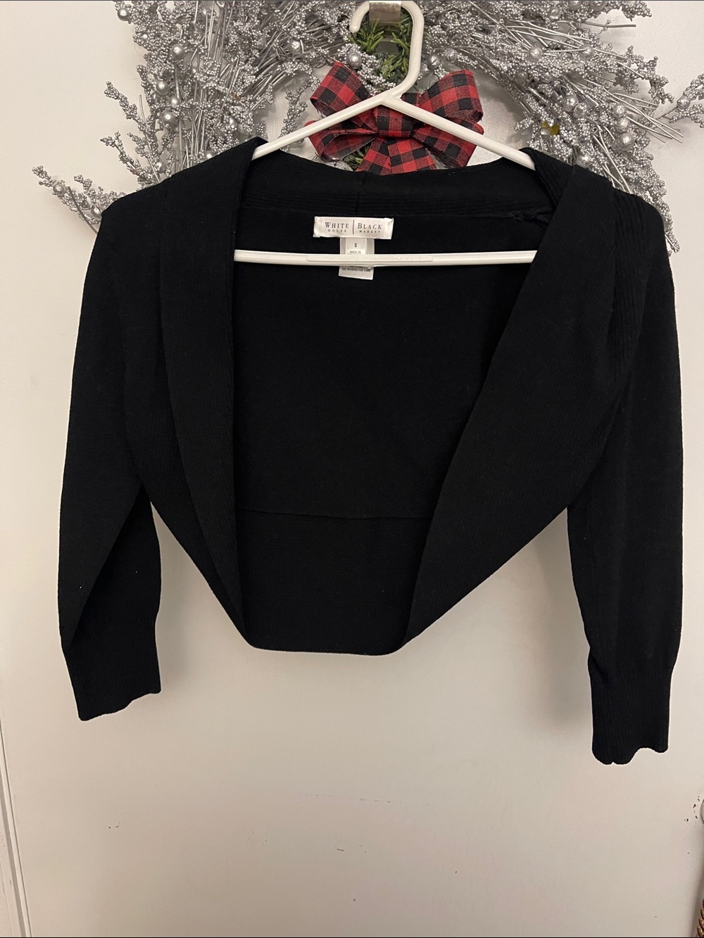 White House Black Market Black Cropped Open-Front Bolero